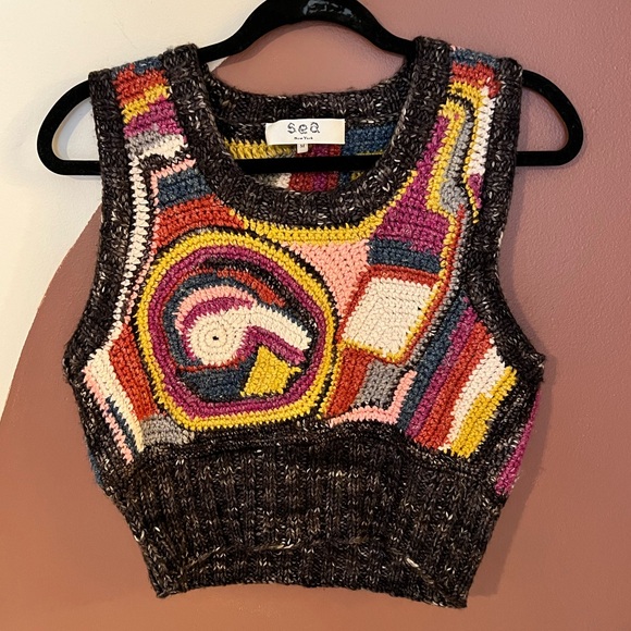 Sea New York Sweaters - Sea New York Merino Wool Cropped Sweater Vest